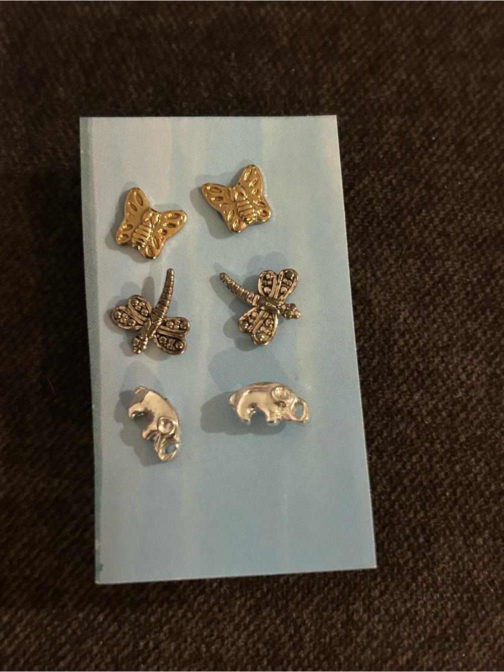 Butterfly, dragonfly, and elephant earring variety pack